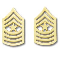 I. SGT MAJOR GOLD SATIN/MAT FINISH CHEVRONS - PAIR