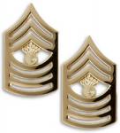 I. MASTER GUNNERY SGT GOLD SATIN/MAT FINISH CHEVRONS - PAIR